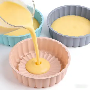 Round Cake Pan，3 Pack Silicone Cake Molds Nonstick Cake Molds， 8 Inch Round Cake Pan for Birthday Cakes, Layer Cakes, Cheese Caks, Chocolate Cakes