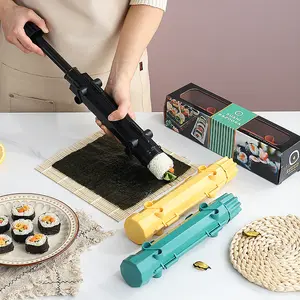Sushi bazooka sushi maker kit, Sushi Roller Mold Food Grade Plastic Rice Vegetable Meat homemade Diy Sushi Making Kit Machine tool kitchen Utensils sushi molds press gun Oil Bamboo Kids Black