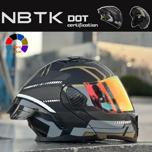 Nbtk Flip-Up Motorcycle Helmet, Full Face Helmet, Abs Material with Eps Cushioning, Multiple Ventilation Ports, Removable Liner, Unisex All-Season Use