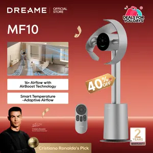 【Super Brand Day】DREAME MF10 Bladeless Tower Fan for Bedroom, Smart Standing Fan with 270° Spatial Airflow for Whole-Room Circulation, 59ft/s High Velocity, 10 Speeds 3 Modes, Temperature-Adaptive Airflow, MF10-Beige