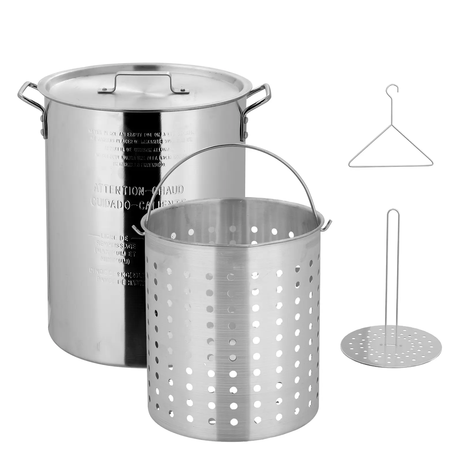 ROVSUN 30QT Turkey Fryer Pot & Seafood Boil Pot with Strainer Basket, Lid, Hook & Steamer, Aluminum Stock Pot for Turkey Frying & Crab, Lobster, Shrimp Boiling for Outdoor Cooking & Gatherings Multifunctional Cooker