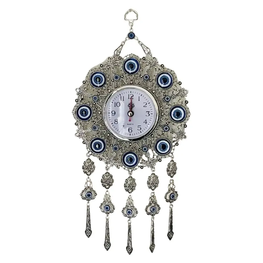 Beautiful lucky evil eye clock wall hanging decoration Gift Glass Gift Glass