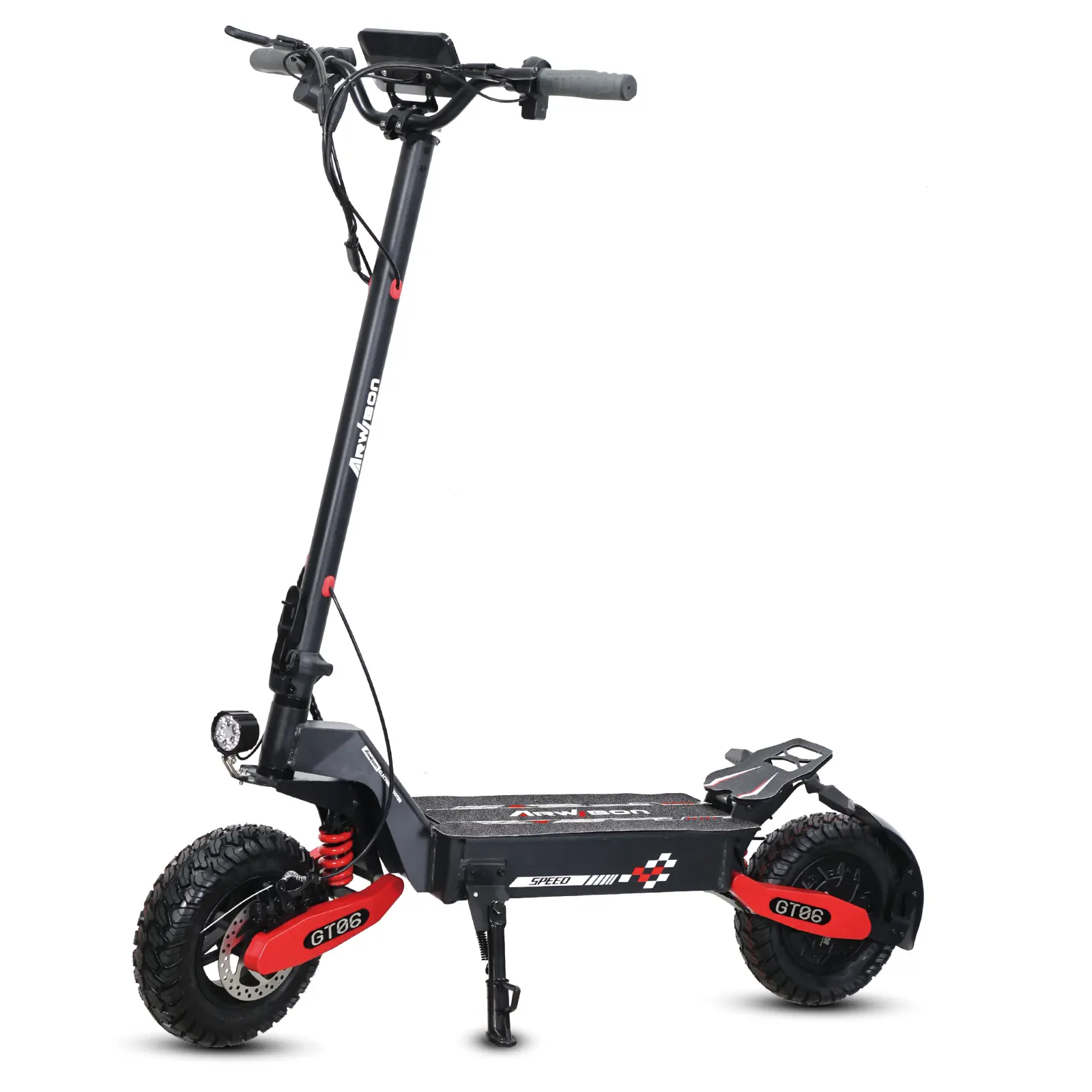 Adult Electric Foldable Commuting High Speed Scooter, GT06 Model, 1200W Motor, 48V, Up to 30MPH Speed, 13+ 11 Off-Road Tires, F/R Disc Brakes, LED Screen, Front & Rear Shock Absorbers, Commuting Scooter