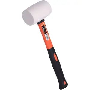 White Rubber Mallet Hammer - Non marking - Durable  Hammer for Flooring, Camping, Tent Stakes, Woodworking, Pavers - Ergo Grip Handle - Flat Surface  (16 oz)