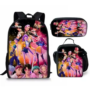 2026 New K-Pop Small and Medium School Bag Three-piece Set Backpack Meal Bag Pen Case