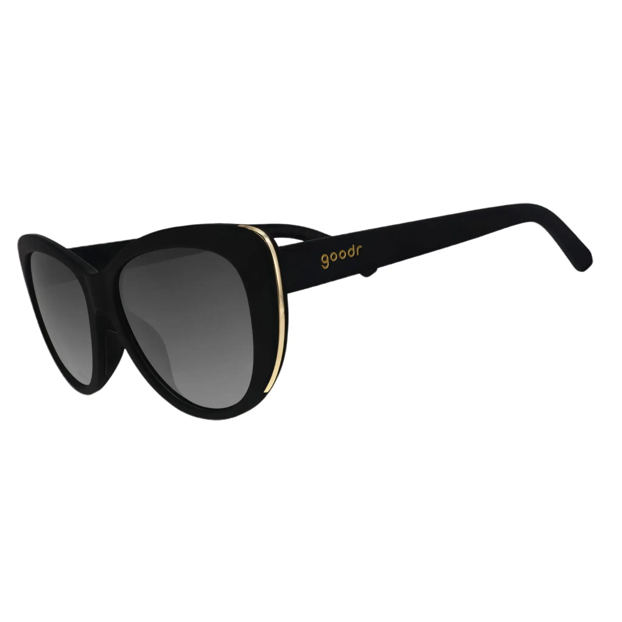 goodr It's Noir, Darling Medium Size (Glam G) Solid Black Frame with Black Lens, UV400, No Slip No Bounce No Tangle