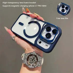 iPhone 17 Pro Max Cellphone Case, Upgraded Premium Protective Magnetic Cover with Multi-Functions: MagSafe Compatible, Camera Lens Protection, Foldable Kickstand, Shockproof, Anti-Slip, Slim Portable Comfort Grip, Durable Clear Acrylic & TPU Material