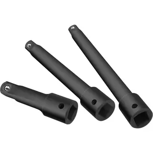 1/2" Drive Impact Extension Bar Set, 3 count Socket Extensions, 3", 6" and 8" Length,  Chrome Vanadium Steel with Black Phosphate Finish, Storage Tray Included