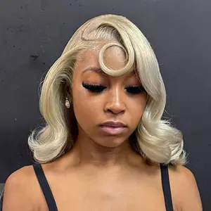 Ash Grey Blonde Colored Body Wave Bob Wigs Real Human Hair 13x4 Lace Frontal Wigs Pre Plucked Transparent Lace Front Short Bob Brazilian Wig for Women