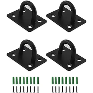 Stainless Steel Ceiling Hooks, Pad Eye Plate U Hooks Heavy Duty Wall Mount Ring Hooks Marine Hanging Hardware Staple Hook Loop with Screws