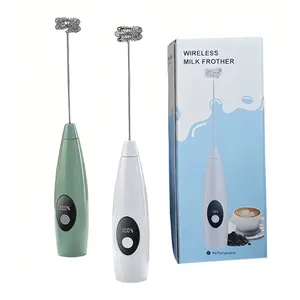 Electric Milk Frother, USB Rechargeable Handheld Mixer, Waterproof Stainless Steel Whisk, Foam Maker with Extra Stirring Rods, Portable Drink Blender for Coffee Latte Cappuccino Hot Chocolate Home Kitchen Tool