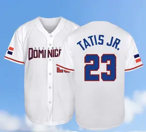 Dominican Republic Tatis Jr. Baseball Jersey White Blue Red