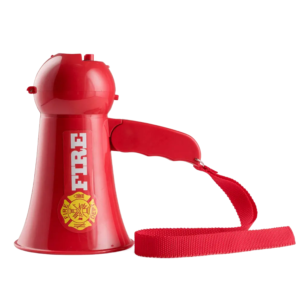 Fire Fighter Megaphone | Bullhorn Megaphone with Siren & Adjustable Volume - Fireman Role Play Costume Accessory For Pretend Play Fun