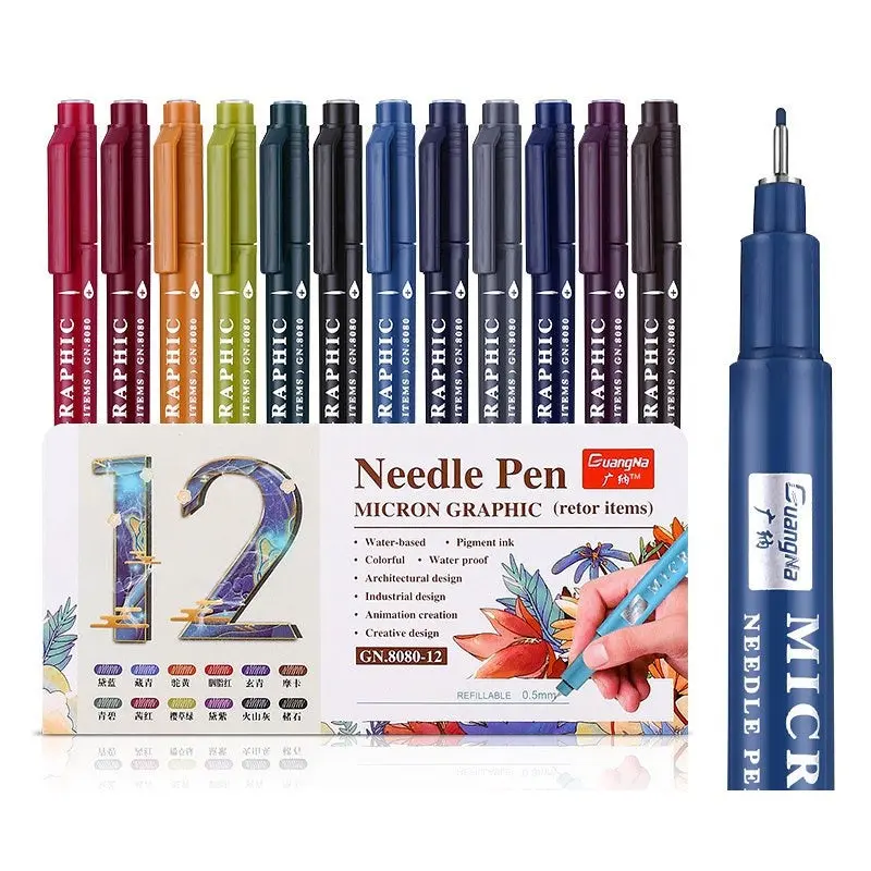12/24 Colors Needle Tube Pen, Fine Point 0.5mm, Fine Tip Markers, Aesthetic Pens, Colorful Stylo Gel Pens Set, Ballpoint Liner Marker Highlighter, Smooth Writing