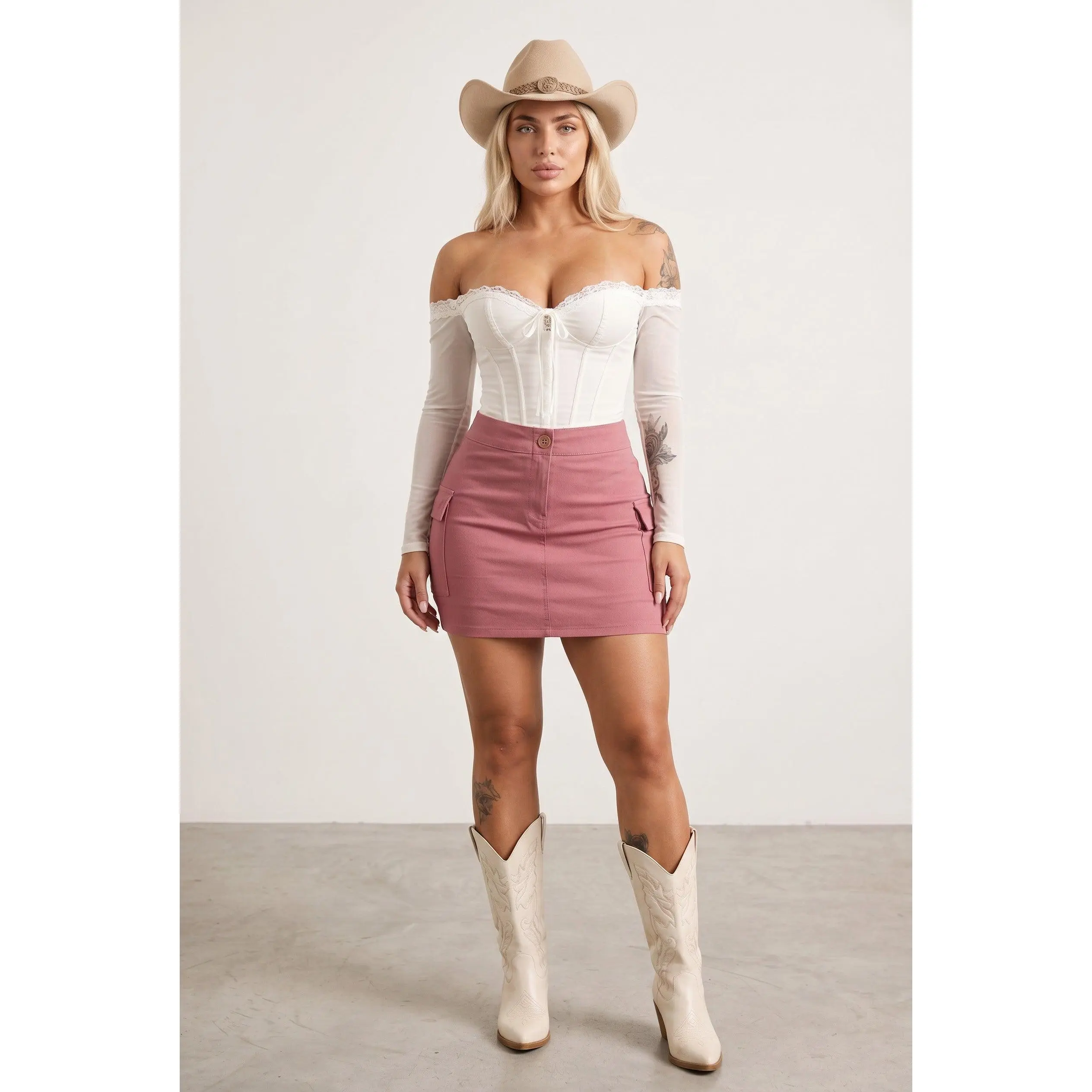 Mauve Cargo Pocket Mini Skirt