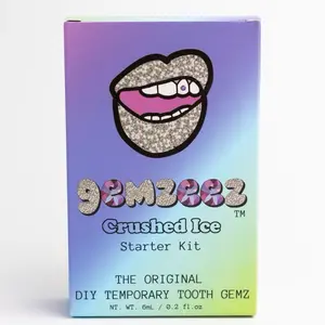 Gemzeez DIY Temporary Tooth Gem Starter Kit 2.0 Bundle - 1000 Gemz, 4 Microbrush Applicators, White Gemz Pencil Picker, UV Bonding Glue, Cleansing Gel, Mini UV Light, 4 Cotton Rolls