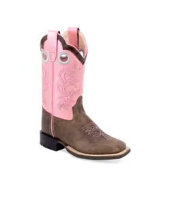 Old West Kids Pink & Brown Cowboy Boots