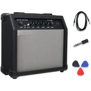 Electric Guitar Amplifier 20W Black Portable  amp 6.5'' Speaker 6.5mm Input 3.5mm aux Drive  bass Treble Volume and Headphone Jack Practice amp