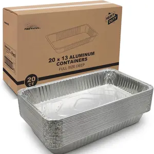 Disposable  Baking Pans, Full Size, Deep [Pack of 20] - 20"x13" Heavy-Duty Oven & Freezer Safe   Trays- Large Tin Foil Pans For Chafing, Grilling, Roasting, BBQ & Baking