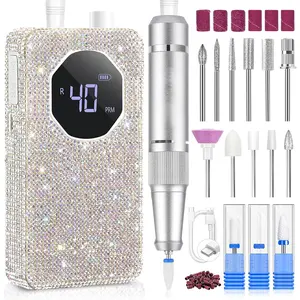 Professional Nail Drill 40000 RPM: Portable Electric Nail Drill Kit File Machine with Ceramic Nail Bits Sanding Bands for Acrylic Nail Gel Polish Manicure Salon Home Use for Gifts for Women, Glitter