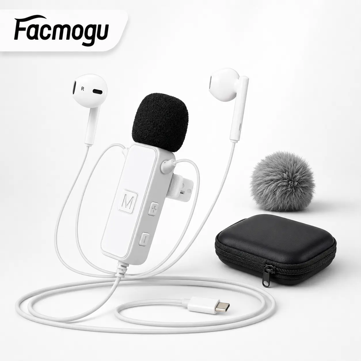 [Facmogu]H2 wired sound card headset, live broadcast karaoke voice changer, with microphone + zipper storage bag, plug and play