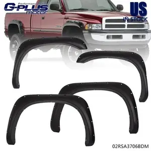 4-Piece Pocket Rivet Style Polypropylene Fender Flares, Vehicle Accessories, Truck Car Exterior Mud Flaps & Splash Guards with Spray Reduction, Includes Hardware, Fit for 02-08 Ram 1500, 03-09 Ram 2500/3500