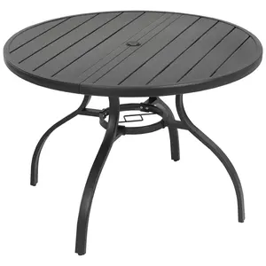41'' Round Metal Outdoor Patio Dining Table with Umbrella Hole