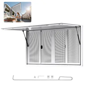 VEVOR Concession Window 60x36 in, Aluminum Alloy Service Window for Food Truck, Up to 85 Degrees Stand Serving Window with 4 Sliding Windows, Awning Door, and Drag Hook, for Concession Trailers