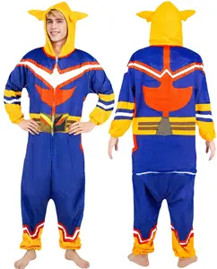 MHA Cosplay Costume, All Might Cosplay Costume Onesie, Anime Izuku Midoriya Teacher Flannel Pajamas for Halloween