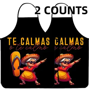Funny Mexican Style Polyester Apron Set, 2 Counts Unisex Spanish Word Cooking Apron,Apron for Women,Mother's Day Gift, Nails Design Tool,Kitchen&Cleaning Essential,Cleaning Tool,World Cup
