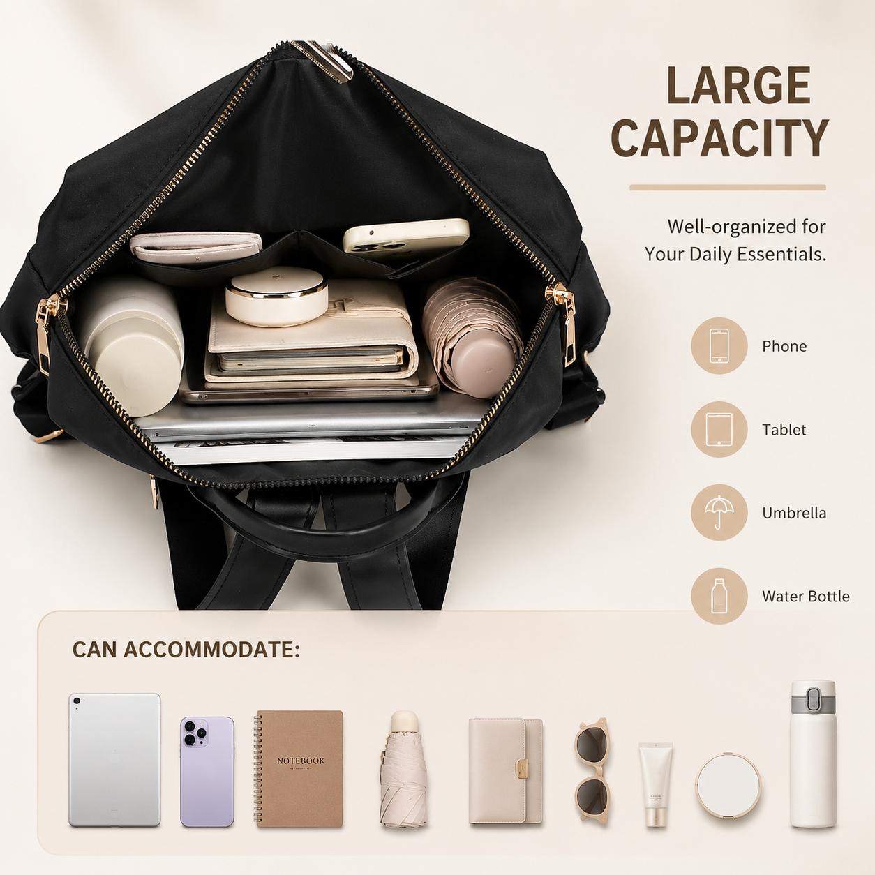 New Anti-Theft Oxford Cloth  For Women, Versatile Convertible Daypack Wearable As  Or Single Shoulder Bag, Trendy  Appearance, Ideal For School Learning, Daily Commute, City Shopping And Short  Outdoor Trips tiktokshopbacktoschool