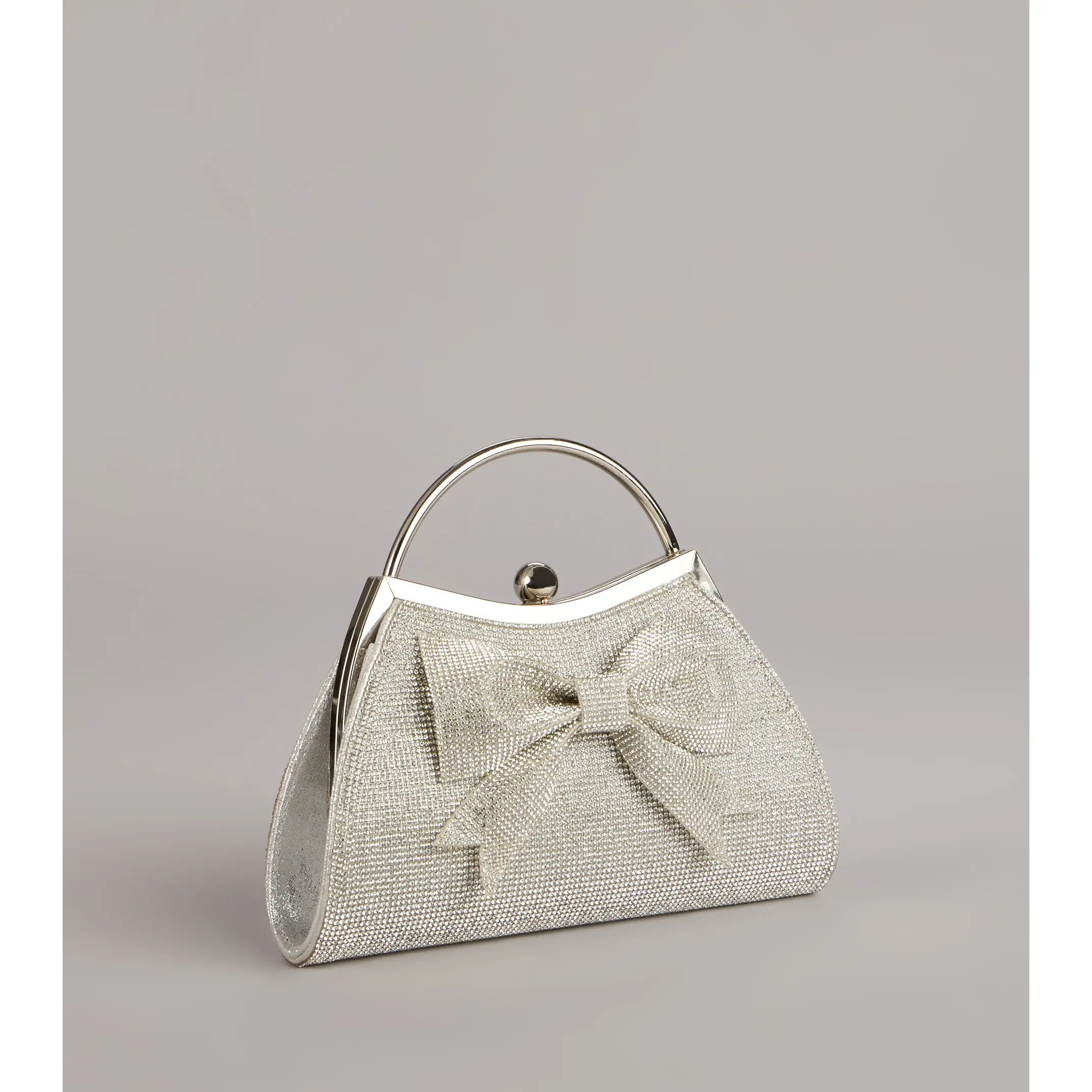 All Dressed Up Rhinestone Bow Handle Clutch