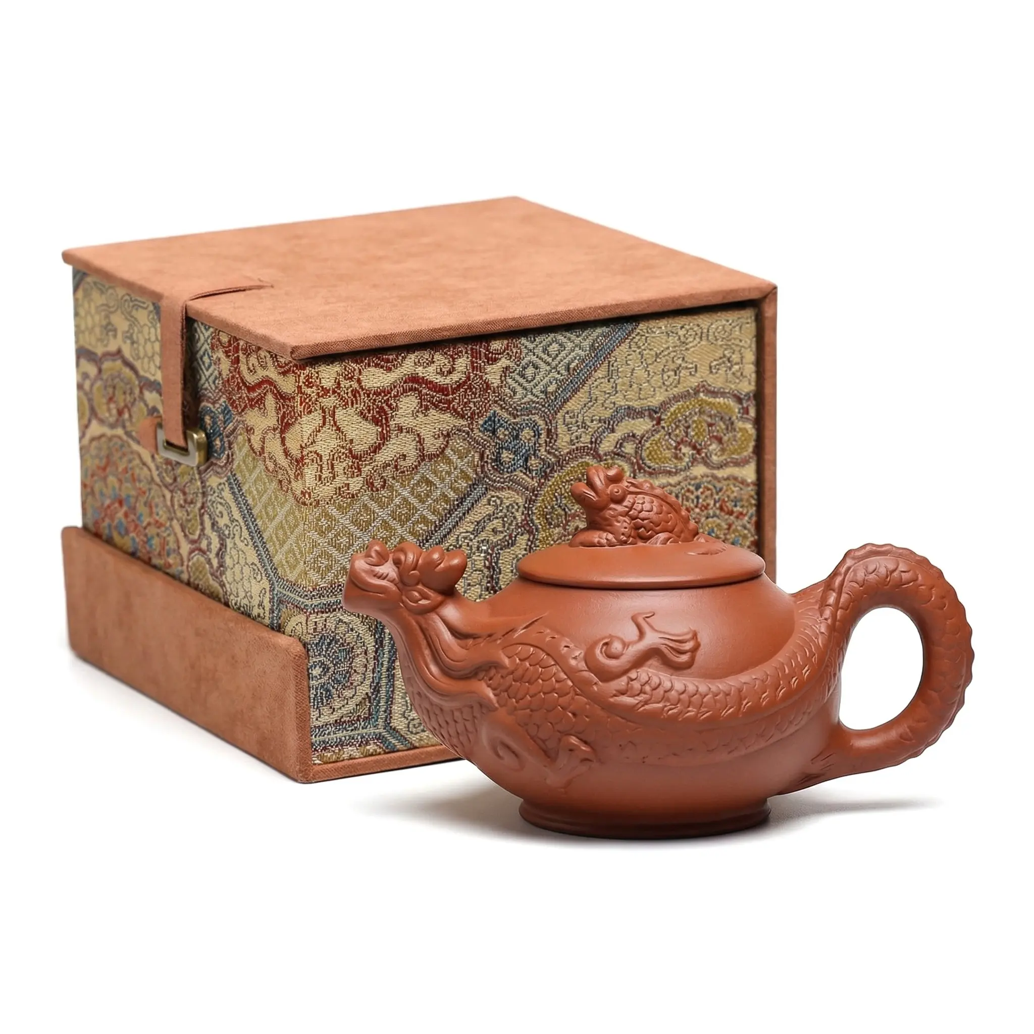 Mythical Dragon Sculpture Purple Clay Teapot, Handmade Chinese Tea Ceremony Collector's Piece