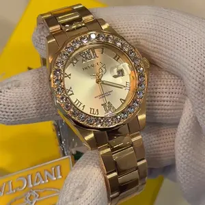 Invicta Women's Watch Gold with Diamonds - Roman Numerals - Stainless Steel Band