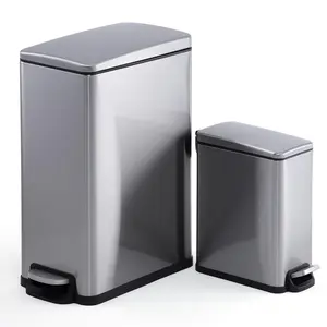 Narrow Body Trash Can Combo – Foot-Operated Bin with Soft Close Lid, Removable Inner Bin, Fingerprint‑Resistant & Space‑Saving for Kitchen, Bathroom, Office