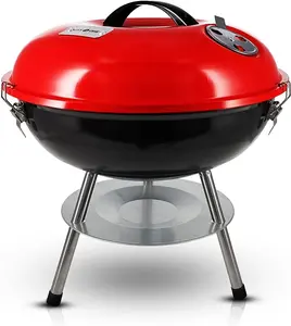 14-Inch Portable Charcoal Grill with 3-Point Locking Lid & Dual Venting System – Compact BBQ Grill for Backyard, Camping, and Boating
