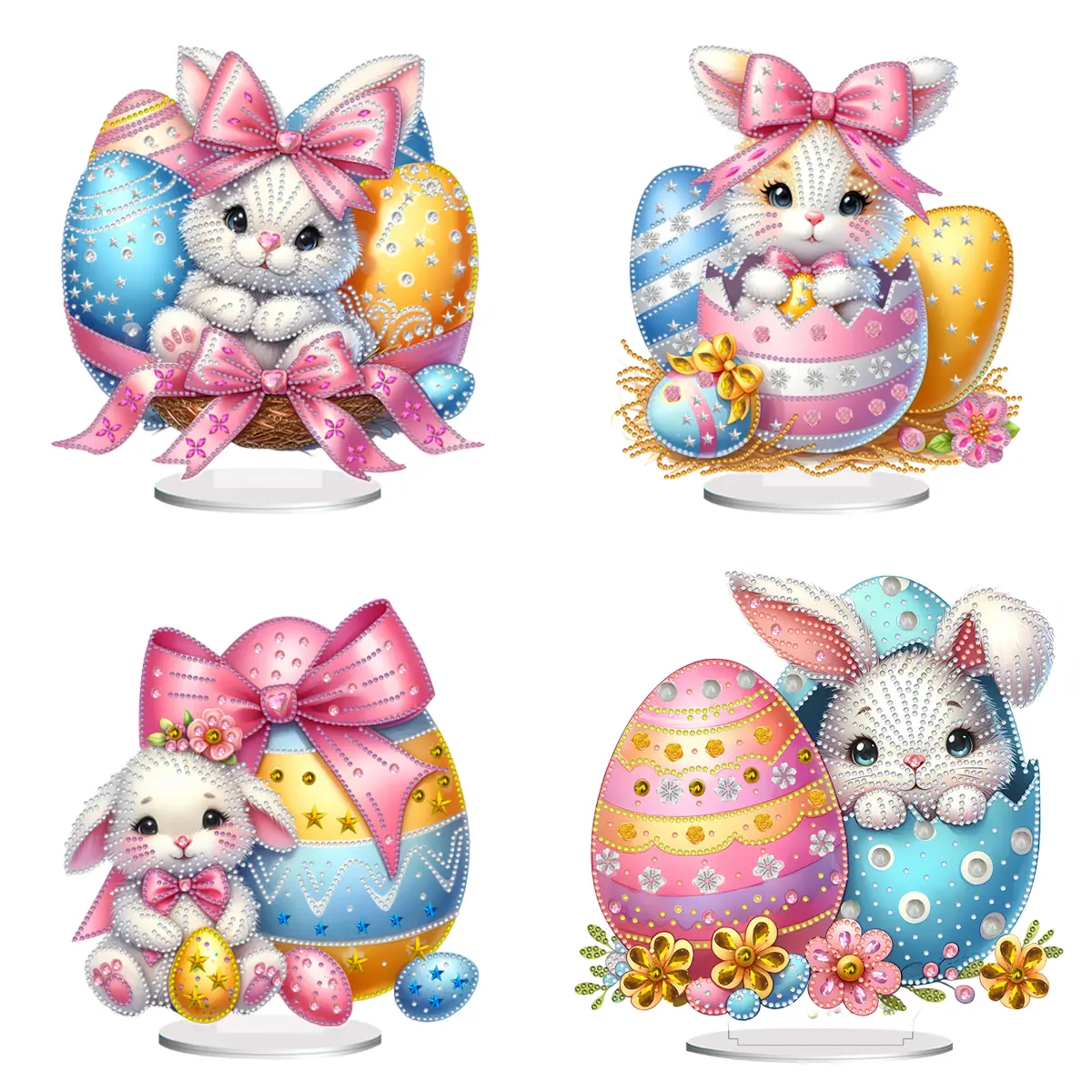 DIY Acrylic Special Shaped Easter Bunny Eggs Diamond Painting Tabletop Ornaments Kit for Home Decor