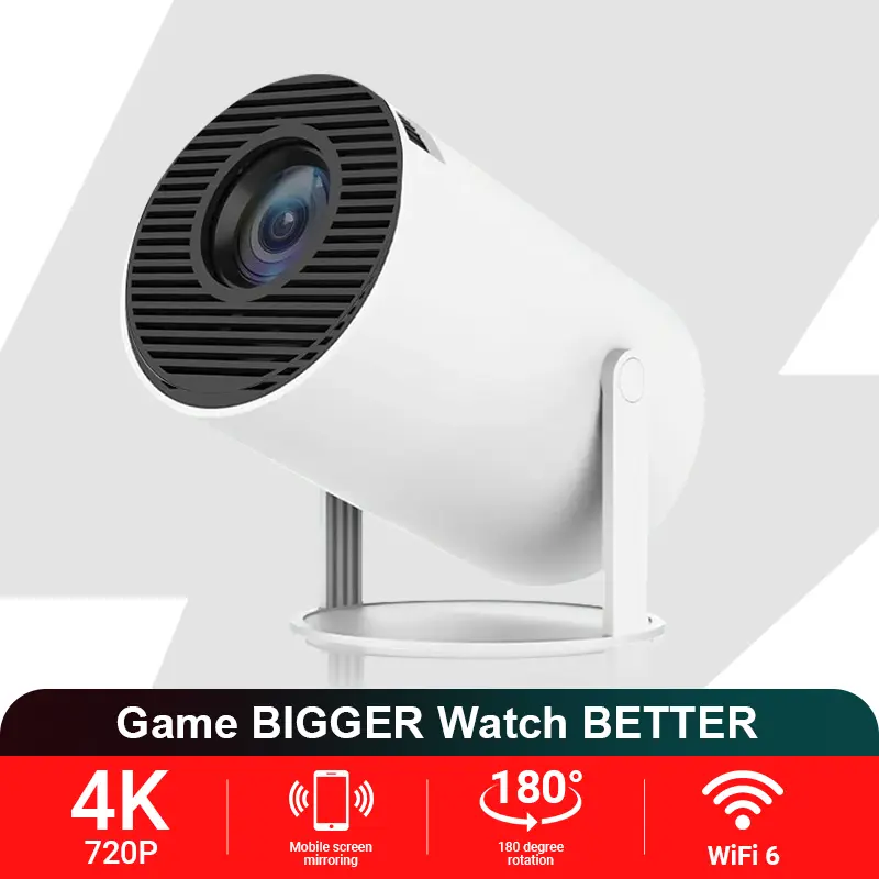 HY300Pro+ Portable WiFi Bluetooth Projector Outdoor Mini Projector 4K Decoding Portable Projector with 5G WiFi 6 & BT 5.0 720P Full HD 160 ANSI Lumens Portable Home Theater for  for Android Audio Bluetooth Game Bigger Watch Better