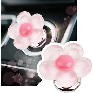 Resin Flower Push Start Button Cover,Car Single-Key to Start Button Cover with Double-Sided Tape,Cute Car Interior Accessories Pushs Starts Buttons Accessories for Women