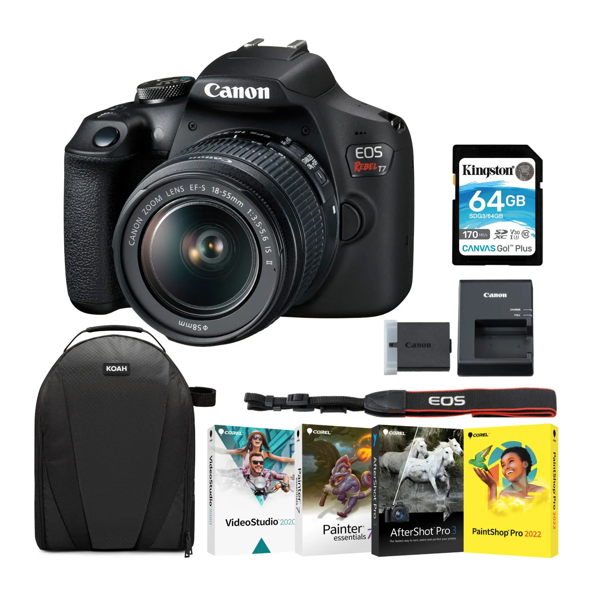 Canon EOS Rebel T7 with EF-S 18-55mm IS II Lens  Memory Premier Bundle