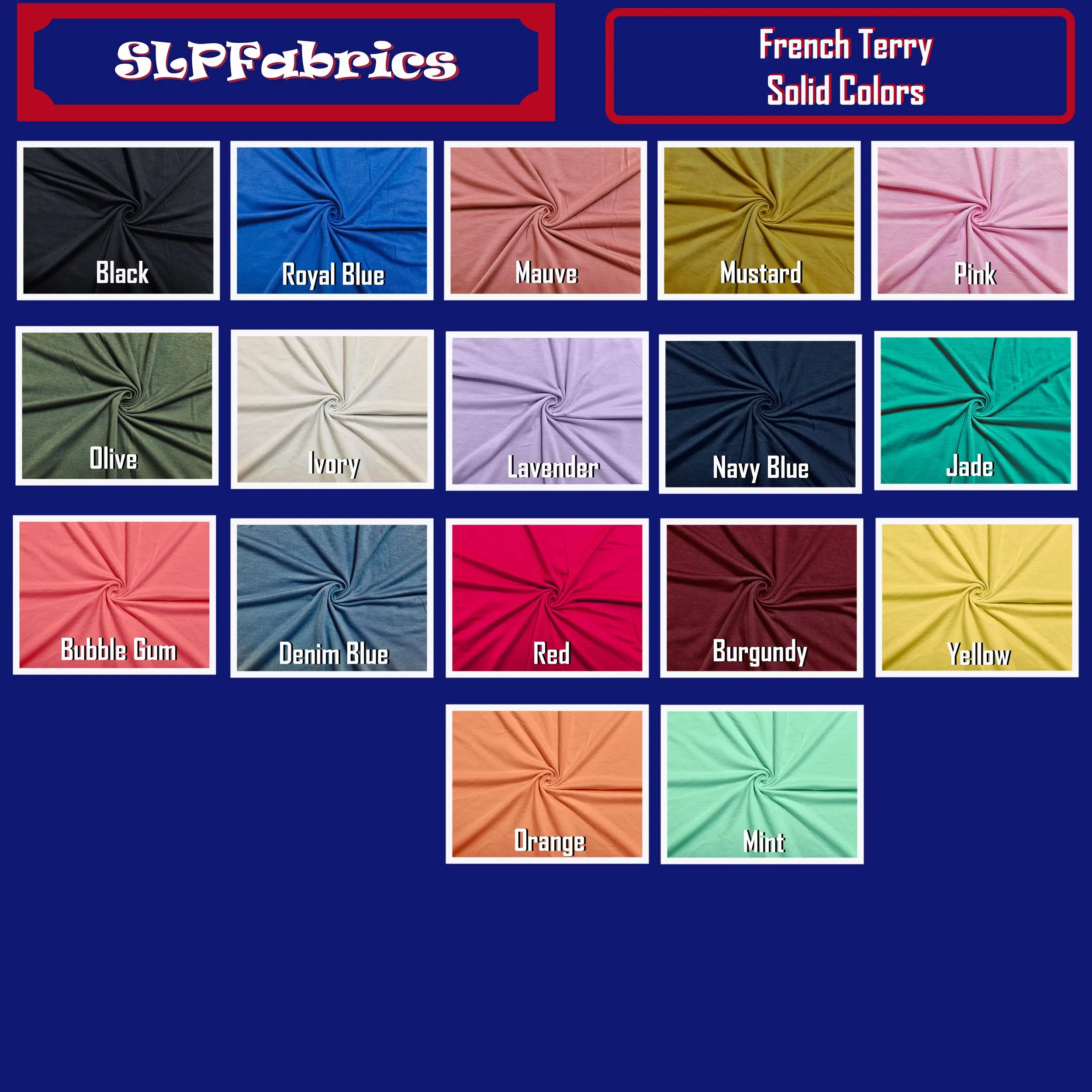 French Terry Knit Fabric, Solid Colors, Soft Rayon-Poly-Spandex Stretch Knit for Apparel & Loungewear, by the Yard