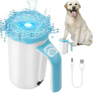 Rechargeable Automatic Pet Paw Washer Cup 7.4V Dual Rotation Silicone Brush – Blue