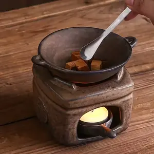 1 Vintage Aromatherapy Burner Wax Candle, Incense Powder, Tea Burner Odour-Eliminating Aromatherapy Lamp Antique-Style Essential Oil Burner Incense Burner Home Use Indoor Stove Tea Leaf Aroma Enhancer Odour Remover