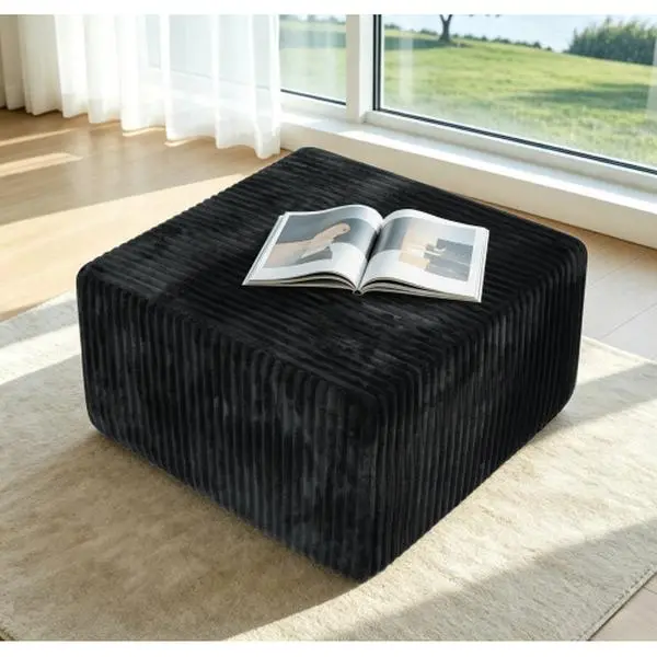 Niccae Compressed Ottoman Sectional Sofa - Modern Minimalist Corduroy Sleeper Footstool Lounge, Kid-Jump Ready, 1-Box Delivery, Tight-Space Friendly Living Room/Bedrooms Furniture for Apartments (33.07”x33.07”x17.13”) | Dorm Essentials, Home Decor