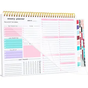Weekly To Do List Notepad, 8.5''x11'' Undated Weekly Desk Planner with 52 Tear Off Sheets, Habit Tracker & Productivity Organizer for Home and Work, Pink