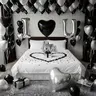 I Love You Balloons for Him/Her Balloons Black and silver romantic balloon kit with heart LOVE mylar balloons Black rose petals for hotel Dec orations Valentines Party wedding anniversary supplies