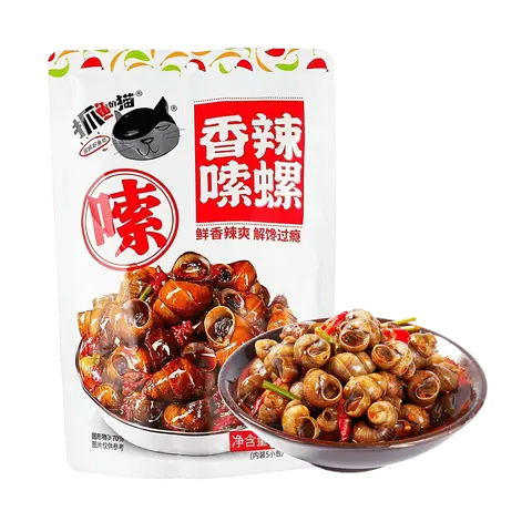 ZHUAYUDEMAO Spicy Instant Snails 168g - Tender Flavorful Snack for Nighttime Cravings with High-Quality Ingredients & Protein Source
