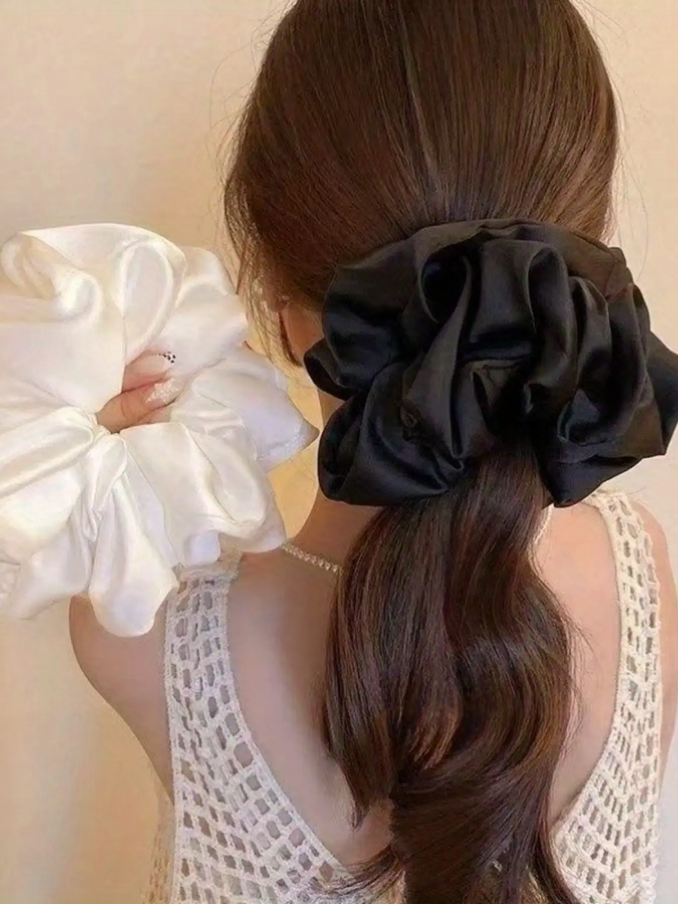 XL Satin Scrunchie Set Soft Hair Ties Ponytail Hair Elastics Hair Ties Soft Jersey Elastic SUSULU Pack Of 16pcs Soft Hair  main image 2