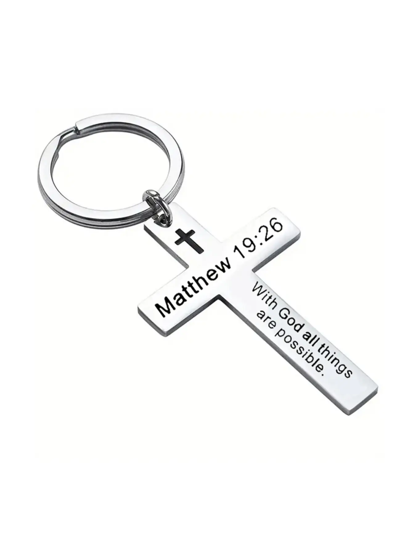 Christian Bible Verse Cross Pendant Keychain Stainless Steel Stylish Aesthetic Keychain Religious Psalm Prayer Key Chain Keyring Gifts