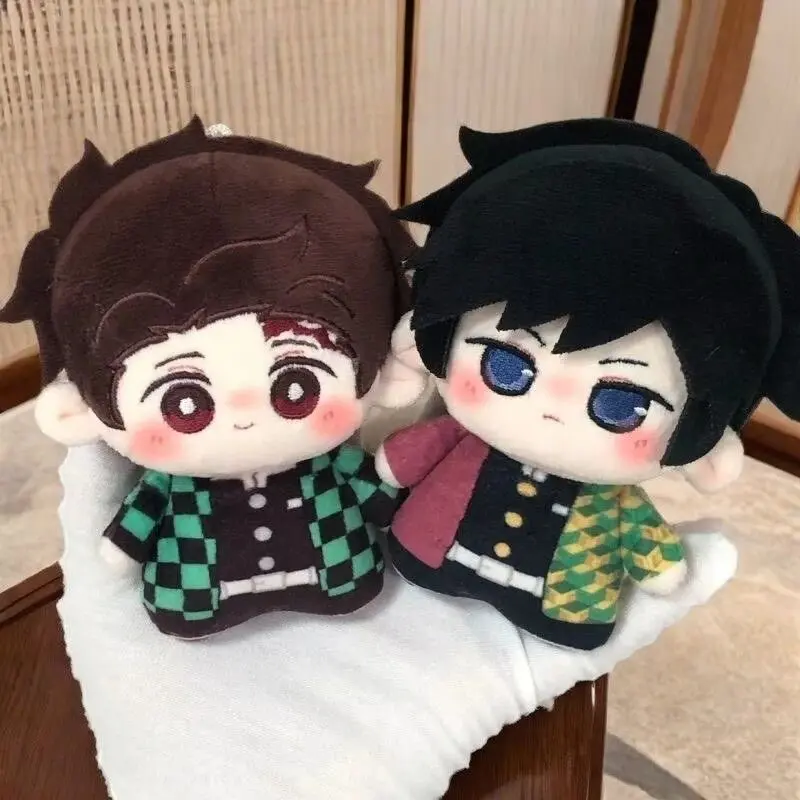 Demon Slayer Tanjiro Kamado & Giyuu Tomioka Mini Nunu Body Cotton Plush Doll, Soft Anime Bag Keychain, Kawaii Desktop Decor Ornament, Birthday Gift for Demon Slayer Fans